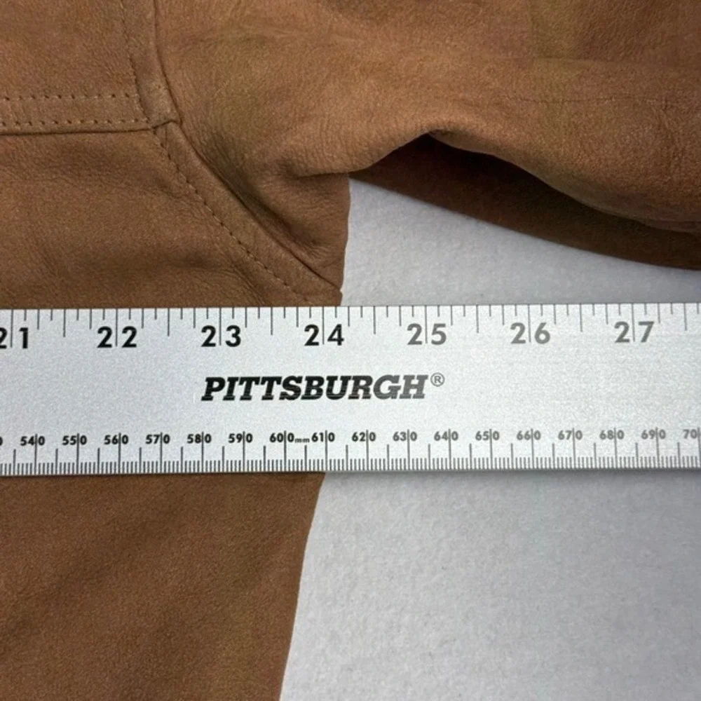 Studio 7036 Philippe Monet Mens Brown Leather‎ Barn Jacket Green Collar Size M
